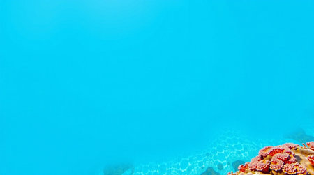 Underwater view of coral reef and sea water with copy space.の写真素材