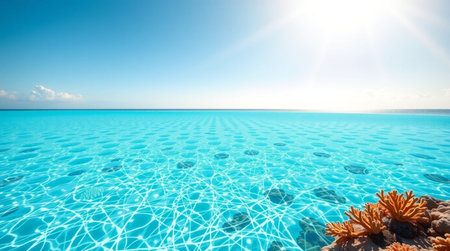 Tropical beach with clear water and coral at sunny day. Vacation conceptの写真素材