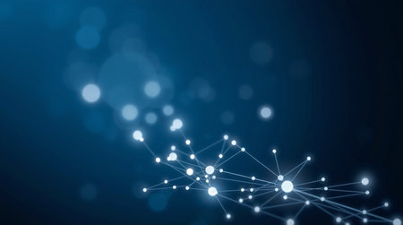 Abstract polygonal space low poly dark background with connecting dots and lines. Connection...