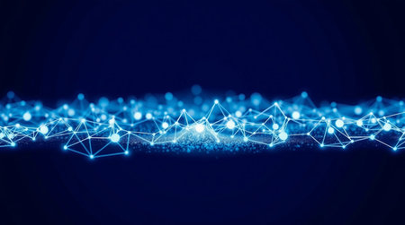 Abstract polygonal space low poly dark background with connecting dots and lines. Connection structure. 3d renderingの写真素材