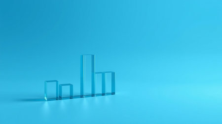 3d render of a bar chart on a blue background. Business and finance concept.