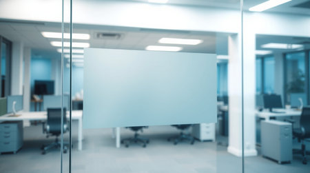 Blank billboard in modern conference room. 3d rendering mock upの写真素材