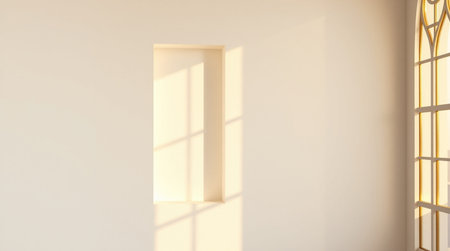Window in a white room with sunlight. 3d render illustration.