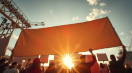 Silhouette of a crowd at a concert with hands raised up
