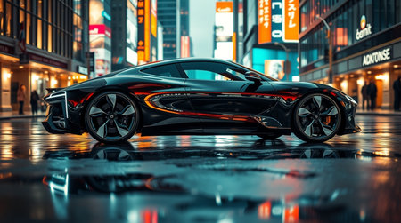 3D rendering of a generic concept car in the streets of New York City