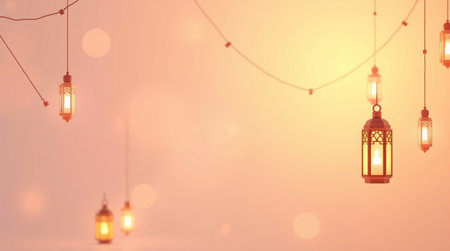 Hanging lanterns with bokeh background.