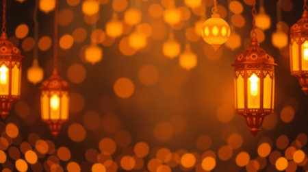 Hanging lanterns with bokeh background