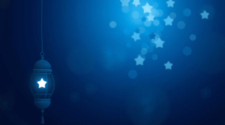 Illustration of a Ramadan Kareem background with Arabic lantern and stars