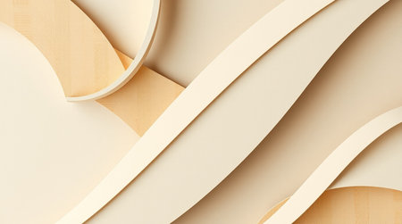 3d render of beige paper layers, abstract wavy background