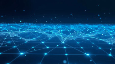 Abstract digital background with connecting dots and lines. Network connection structure. 3D...