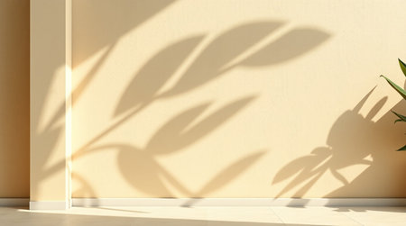 3D rendering of the shadow of the plant on the wall.