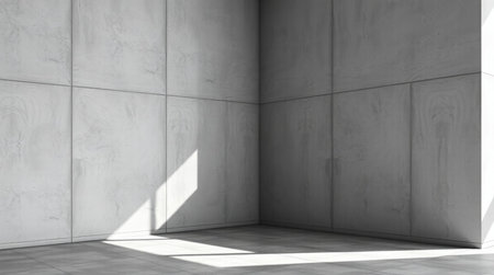 3d rendering of empty room with concrete wall and floor. Abstract modern architecture background.