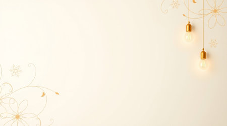 Christmas background with golden lights and snowflakes. Copy space.