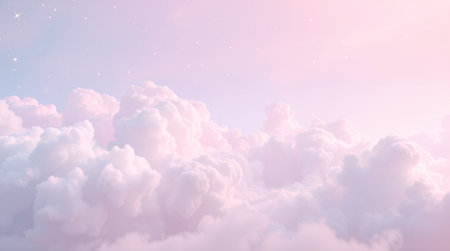 Cloudscape with a pastel colored sky, 3d render illustrationの写真素材