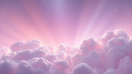 Sunset sky with clouds and stars. 3d render illustration.の写真素材