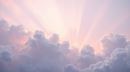 Sunset sky background with tiny clouds in pastel pink and orange colors