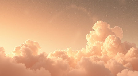 Sunset sky with clouds and stars. 3d render illustration.