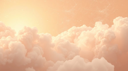 Sunset sky background with clouds. 3D illustration. Vintage style.
