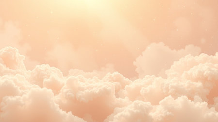 Beautiful sky background with white fluffy clouds. 3d illustration.