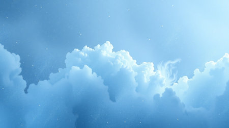 Abstract blue background with white clouds and stars. 3d render illustration