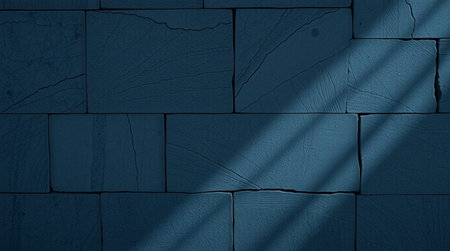 Blue stone wall with light and shadow. 3d render illustration.