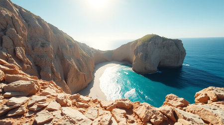Navagio beach on Zakynthos island, Greece. Panorama