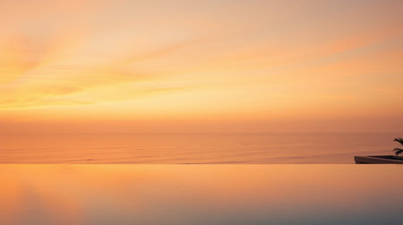 Beautiful Silhouette palm tree around sea beach ocean at sunset or sunrise time for travel and...
