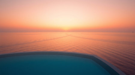 Beautiful swimming pool at sunset - Vintage Filter and Boost up color Processing