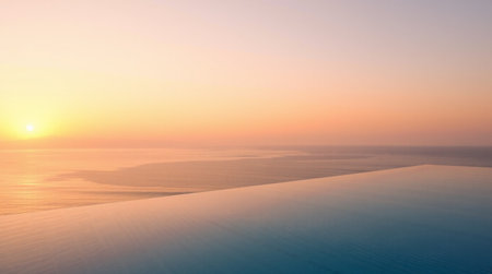 Beautiful sunset over the sea. Panoramic view from above.
