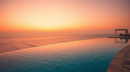 Beautiful swimming pool in hotel pool resort - Vintage Filter and Boost up color Processing