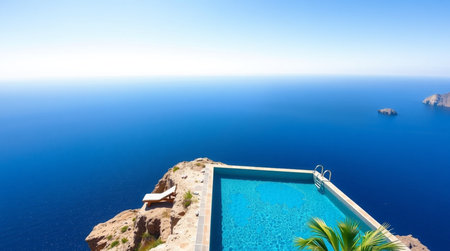Swimming pool in luxury villa on the island of Santorini
