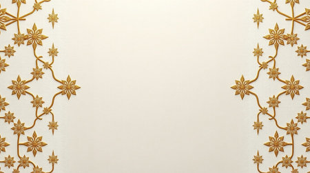 Christmas background with gold snowflakes on a white sheet of paper