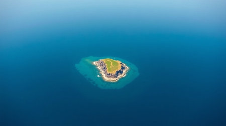Aerial view of small island in the middle of the sea.