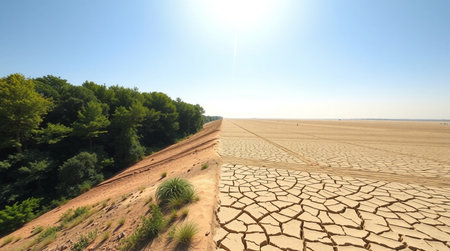 Dry land in arid climate. Global warming, climate change concept