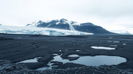 Glacier in the mountains of Iceland, Europe. Toned.