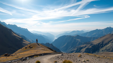 Hiker in Himalayas, Annapurna Circuit Trek, Nepal