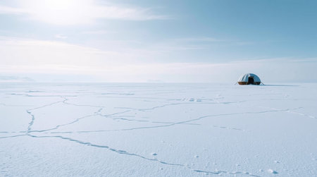 Tent on the ice of Lake Baikal, Siberia, Russia