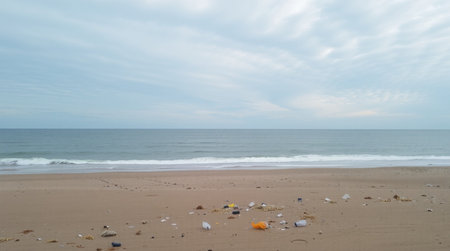 Plastic waste on the beach. Pollution concept. Environmental pollution.