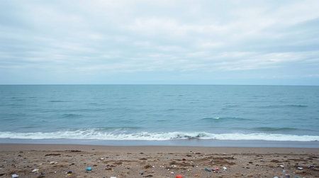 Beach and sea on a cloudy day. Selective focus.