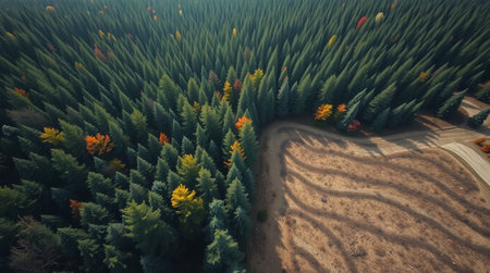 Aerial view of the autumn forest. Aerial view of beautiful autumn forest.