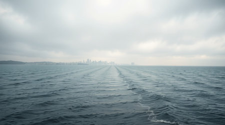 Panoramic view of the city in the middle of the sea