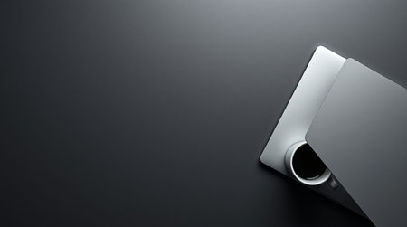 3D rendering of a laptop on a black background with copy space