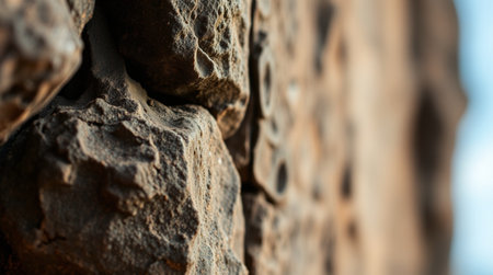 Close-up of a stone wall with cracks. Abstract background.