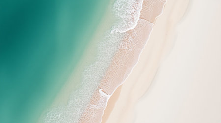 Aerial view of beautiful beach with turquoise water and white sand