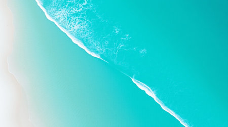 Blue sea wave on white background. Top view. Copy space.