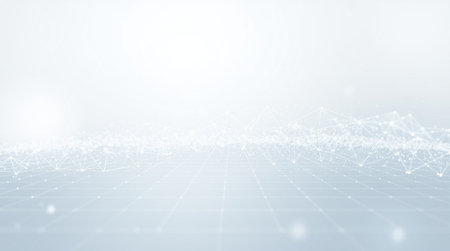 Abstract technology background with hexagons and connecting dots and lines. 3D renderingの写真素材