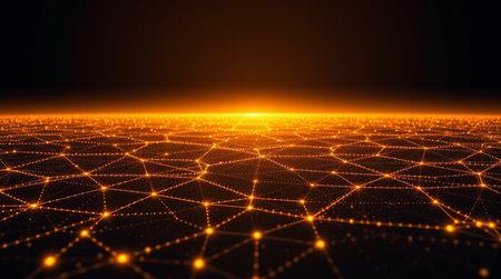 Abstract technology background. Network connection structure with dots and lines. 3D rendering
