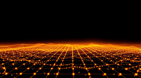Futuristic technology background with glowing lines and dots. 3d rendering
