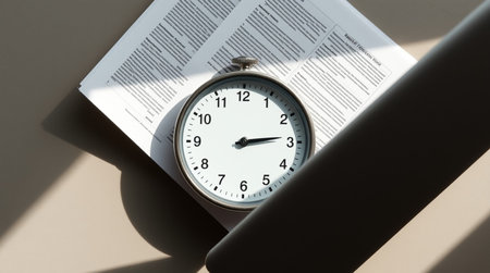 Alarm clock and book on the table. Time management concept.
