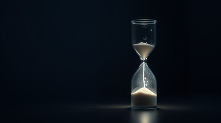 Hourglass on dark background. Time concept. 3D Rendering
